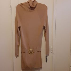 Mini belted sweater dress